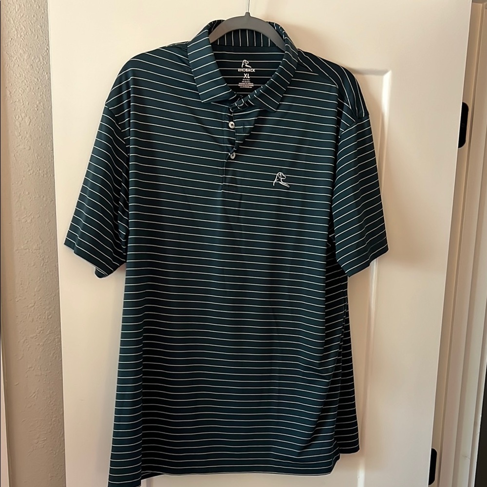 Rhoback Green and White Polo Shirt Classic Design